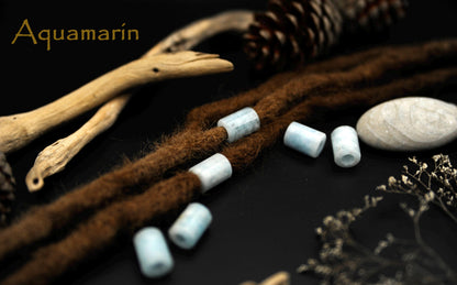 Dreadlock Tube Beads in 5 Minerals – Amethyst, Aquamarine & More – view 6