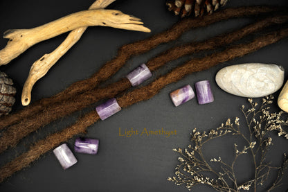 Dreadlock Tube Beads in 5 Minerals – Amethyst, Aquamarine & More – view 7
