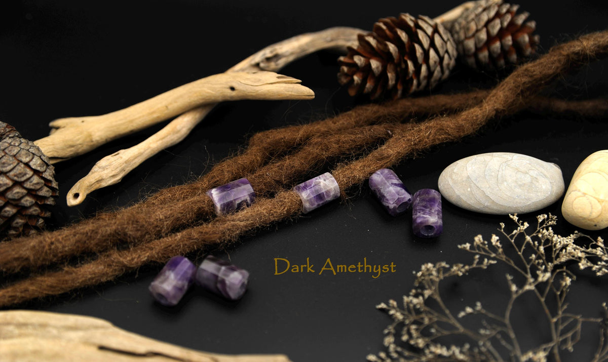 Dreadlock Tube Beads in 5 Minerals – Amethyst, Aquamarine & More – view 8