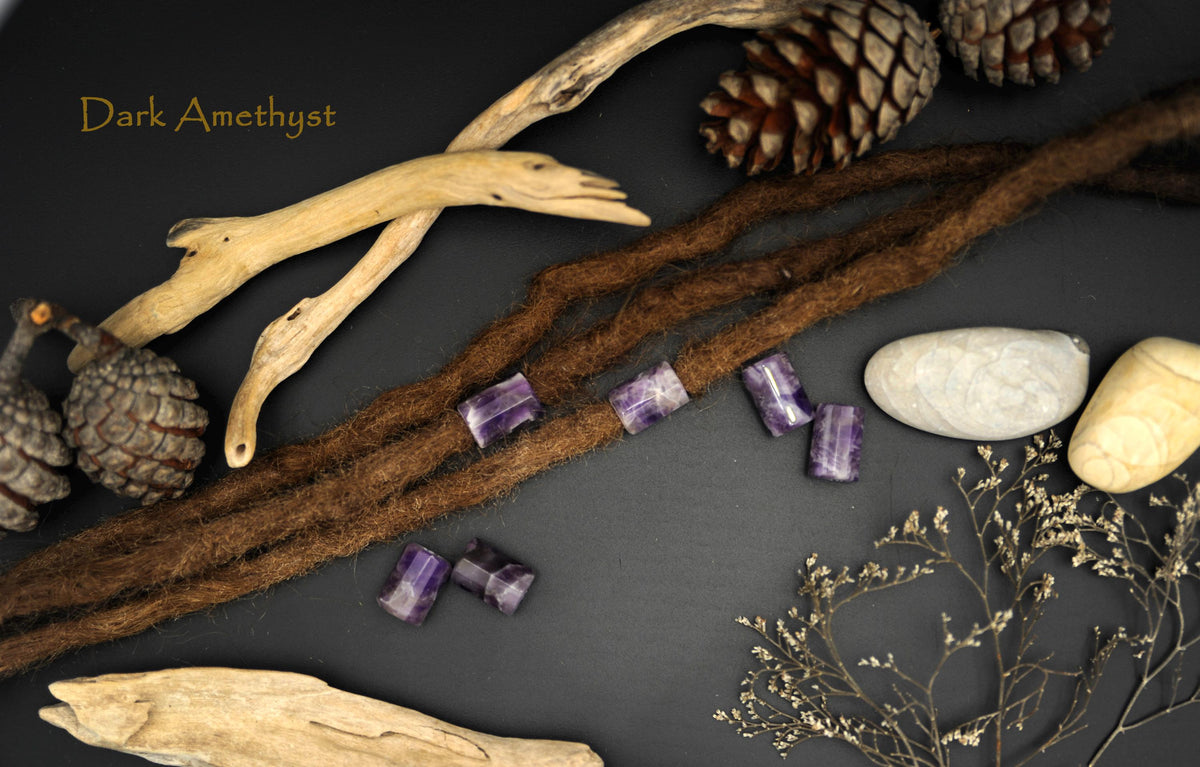 Dreadlock Tube Beads in 5 Minerals – Amethyst, Aquamarine & More – view 9