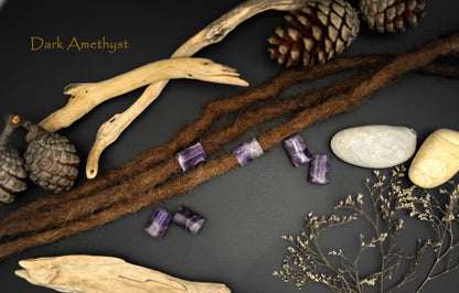 Dreadlock Tube Beads in 5 Minerals – Amethyst, Aquamarine & More – view 9