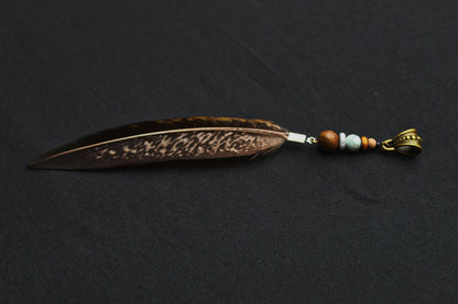 Dread Jewellery with Long Pheasant Feather – Brown Striped, 12–15 cm – view 4