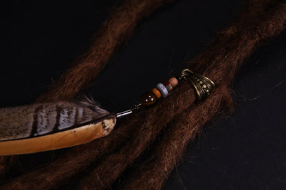 Dread Jewellery with Orange-Brown Pheasant Feather – Ethnic Dread Bead, 12–15 cm – view 3