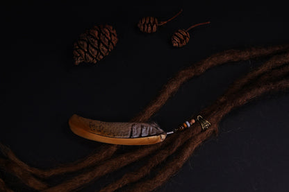 Dread Jewellery with Orange-Brown Pheasant Feather – Ethnic Dread Bead, 12–15 cm – view 4