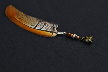 Dread Jewellery with Orange-Brown Pheasant Feather – Ethnic Dread Bead, 12–15 cm – view 5