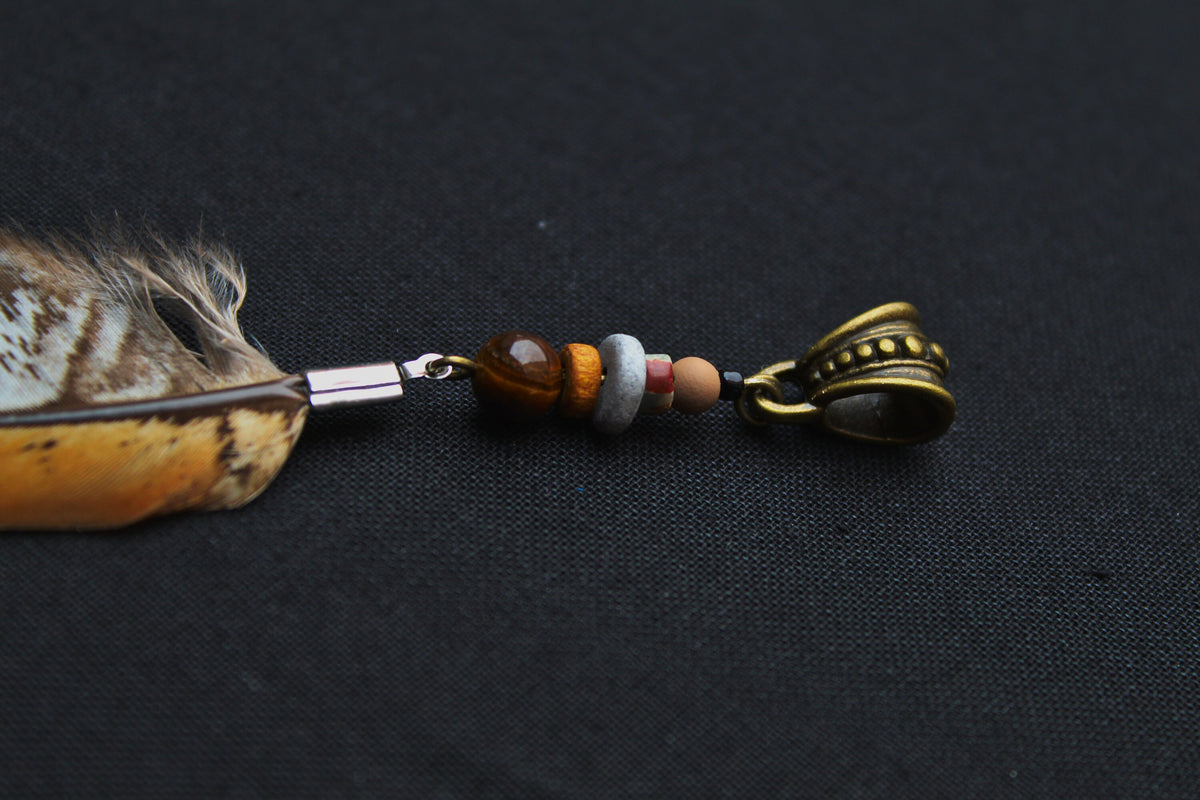 Dread Jewellery with Orange-Brown Pheasant Feather – Ethnic Dread Bead, 12–15 cm – view 6