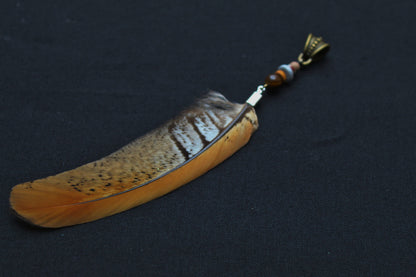 Dread Jewellery with Orange-Brown Pheasant Feather – Ethnic Dread Bead, 12–15 cm – view 7