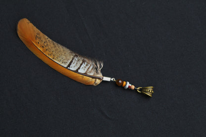 Dread Jewellery with Orange-Brown Pheasant Feather – Ethnic Dread Bead, 12–15 cm – view 8