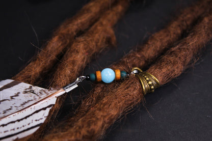 Dread Jewellery with White & Black Striped Feather – Ethnic Dread Bead – view 5