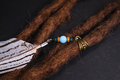 Dread Jewellery with White & Black Striped Feather – Ethnic Dread Bead – view 6