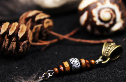 Dread Jewellery with Striped Pheasant Feather, Ceramic & Wooden Beads – view 3