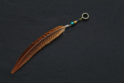 Dread Jewellery with Rust-Red Pheasant Feather & Turquoise Bead, 12–15 cm – view 2