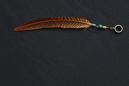 Dread Jewellery with Rust-Red Pheasant Feather & Turquoise Bead, 12–15 cm – view 3
