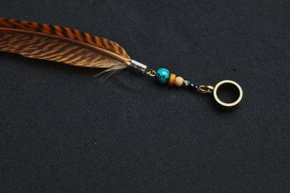 Dread Jewellery with Rust-Red Pheasant Feather & Turquoise Bead, 12–15 cm – view 4