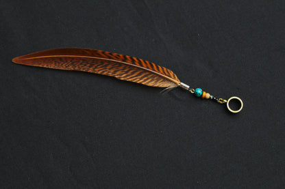 Dread Jewellery with Rust-Red Pheasant Feather & Turquoise Bead, 12–15 cm – view 5