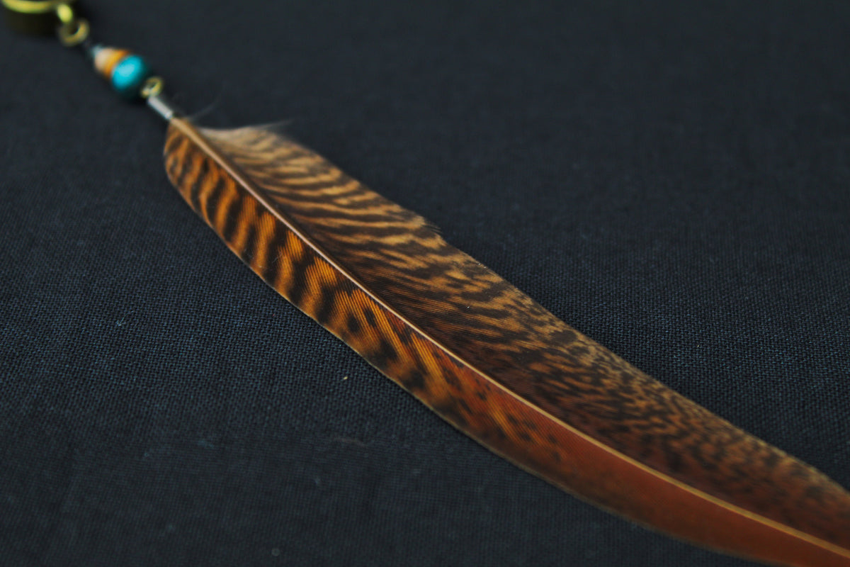 Dread Jewellery with Rust-Red Pheasant Feather & Turquoise Bead, 12–15 cm – view 6