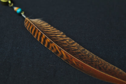 Dread Jewellery with Rust-Red Pheasant Feather & Turquoise Bead, 12–15 cm – view 6