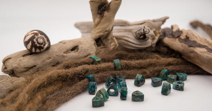 Triangular African Turquoise Dread Beads – Set of 2, Green-Blue – view 2
