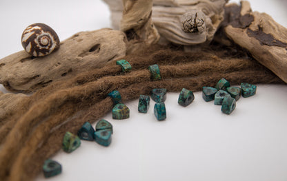 Triangular African Turquoise Dread Beads – Set of 2, Green-Blue – view 5