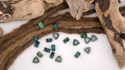 Triangular African Turquoise Dread Beads – Set of 2, Green-Blue – view 6