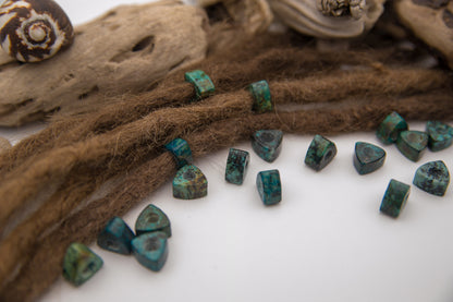 Triangular African Turquoise Dread Beads – Set of 2, Green-Blue – view 7