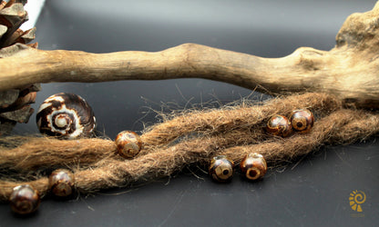 Dzi-Style Dread Beads – Set of 2, Ø 12 mm, Tibetan Pattern