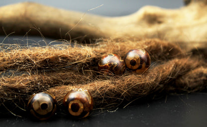 Dzi-Style Dread Beads – Set of 2, Ø 12 mm, Tibetan Pattern – view 3