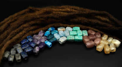 Gemstone Dreadlock Beads in 8 Minerals – Single or as a Set, Hole 4–7 mm