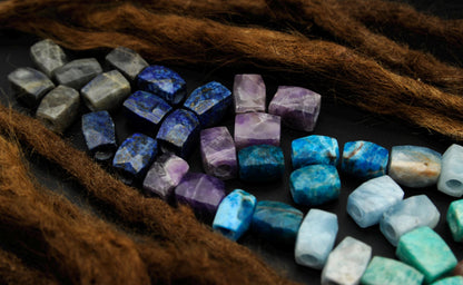 Gemstone Dreadlock Beads in 8 Minerals – Single or as a Set, Hole 4–7 mm – view 2