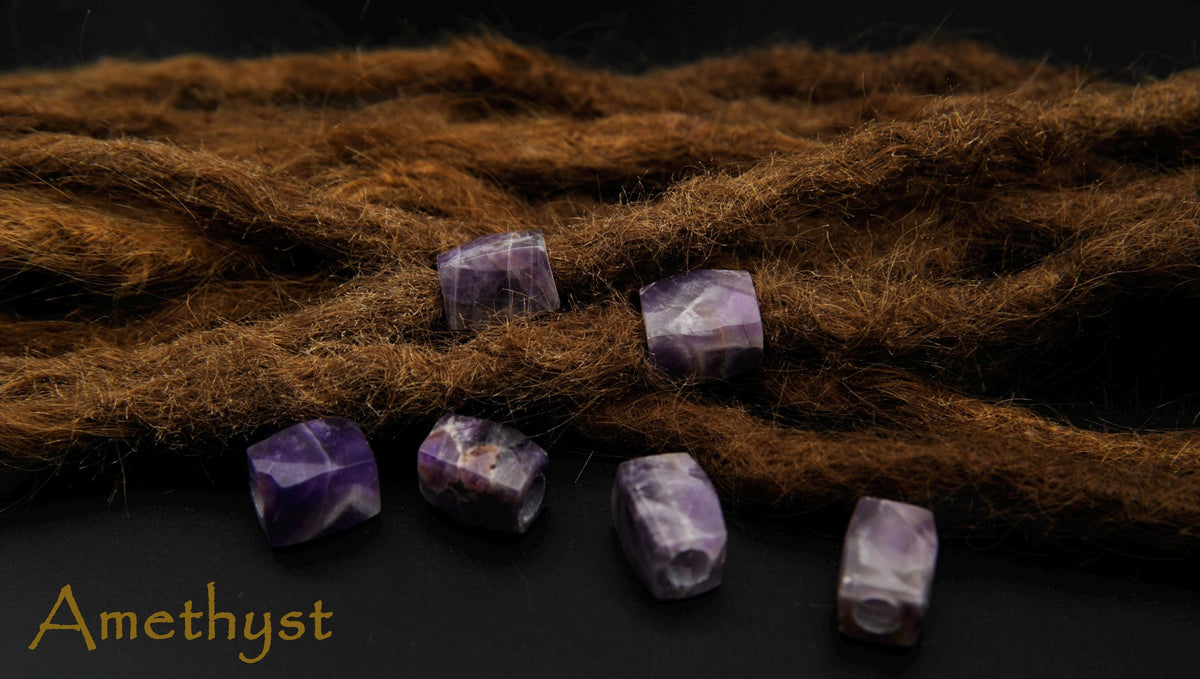 Gemstone Dreadlock Beads in 8 Minerals – Single or as a Set, Hole 4–7 mm – view 5