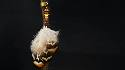 Fluffy Dread Feather Pendant Made from Pheasant Feathers – Cream & Brown – view 6