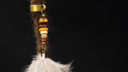 Fluffy Dread Feather Pendant Made from Pheasant Feathers – Cream & Brown – view 7