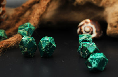 Faceted Green Imperial Jasper Dread Beads – Set of 2, 13 × 18 mm – view 2