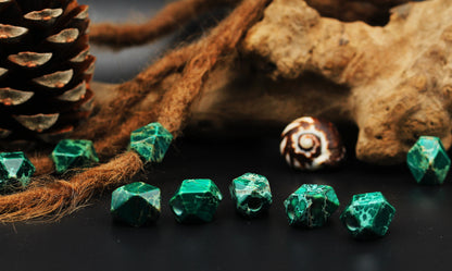 Faceted Green Imperial Jasper Dread Beads – Set of 2, 13 × 18 mm – view 9