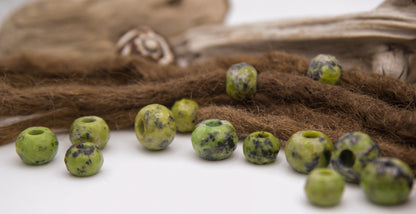 Light Green Serpentine Dread Beads – Set of 2, approx. 18 × 13 mm – view 3