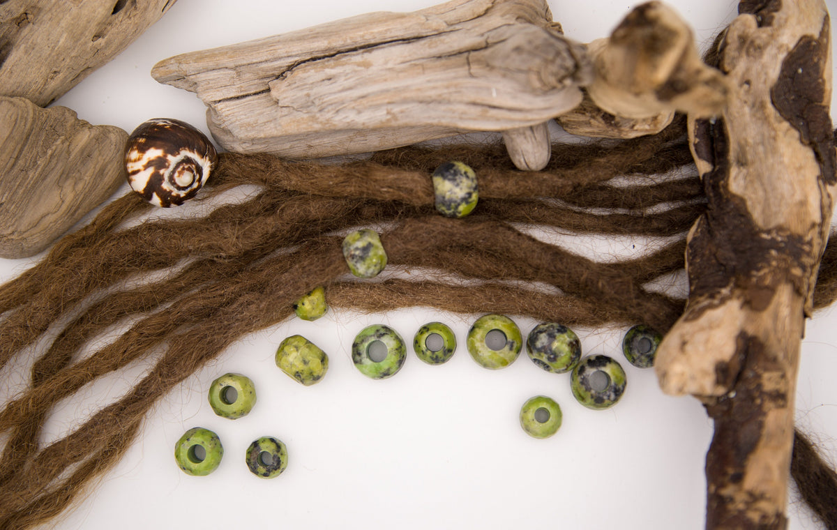 Light Green Serpentine Dread Beads – Set of 2, approx. 18 × 13 mm – view 5