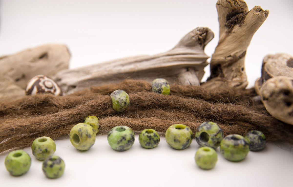 Light Green Serpentine Dread Beads – Set of 2, approx. 18 × 13 mm – view 6