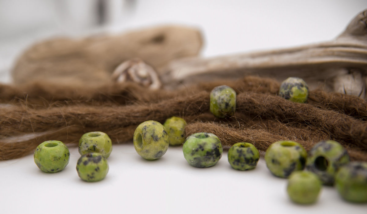 Light Green Serpentine Dread Beads – Set of 2, approx. 18 × 13 mm – view 7