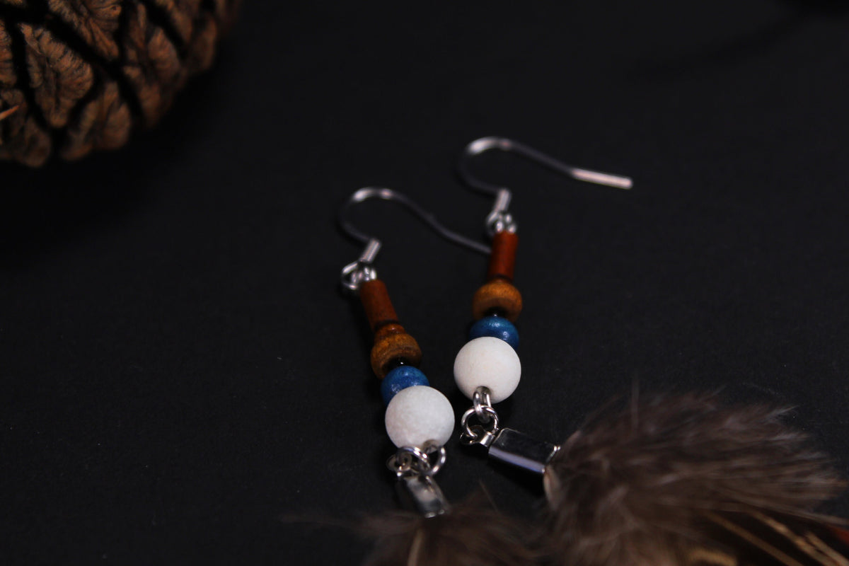 Light Pink Double Feather Earrings with Pheasant Feather – Delicate Boho Drop Earrings – view 6