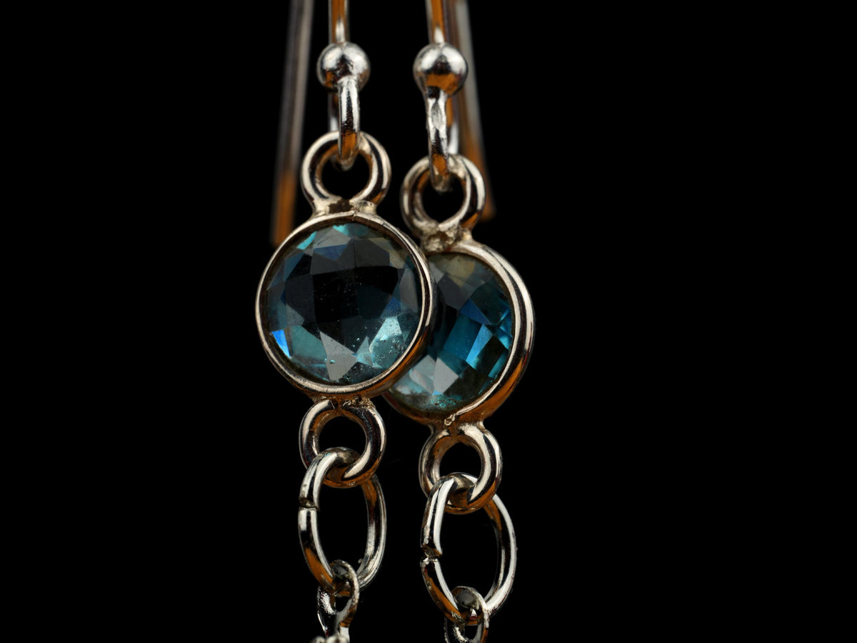 Blaue Federohrringe mit facettiertem Kyanit in 925 Silber, Gänsefeder und Wildfasanfeder – handgemacht von Fimonacci Artifacts – Ansicht 3