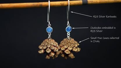 Pine Cone Earrings with Chalcedony in 925 Silver – Mini Cones from Italy – view 3