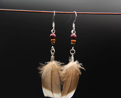 Small Duck Feather Earrings – Beige with Black Tips, approx. 7 cm – view 6