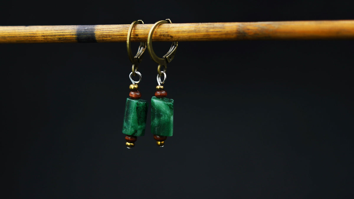Small Emerald Earrings – Green Gemstone Drop Earrings, Simple