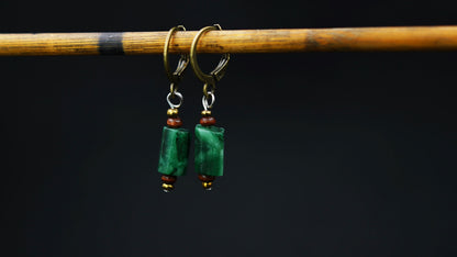 Small Emerald Earrings – Green Gemstone Drop Earrings, Simple