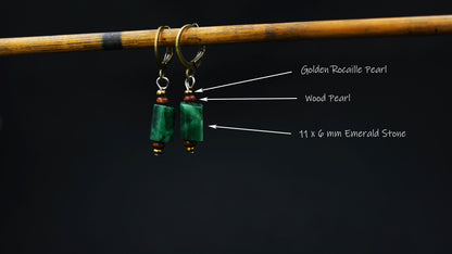 Small Emerald Earrings – Green Gemstone Drop Earrings, Simple – view 2
