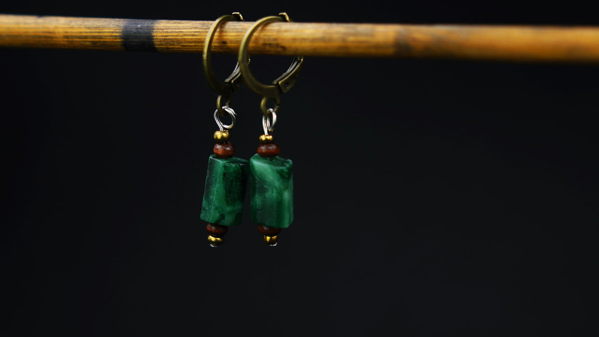 Small Emerald Earrings – Green Gemstone Drop Earrings, Simple – view 3