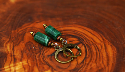 Small Emerald Earrings – Green Gemstone Drop Earrings, Simple – view 7