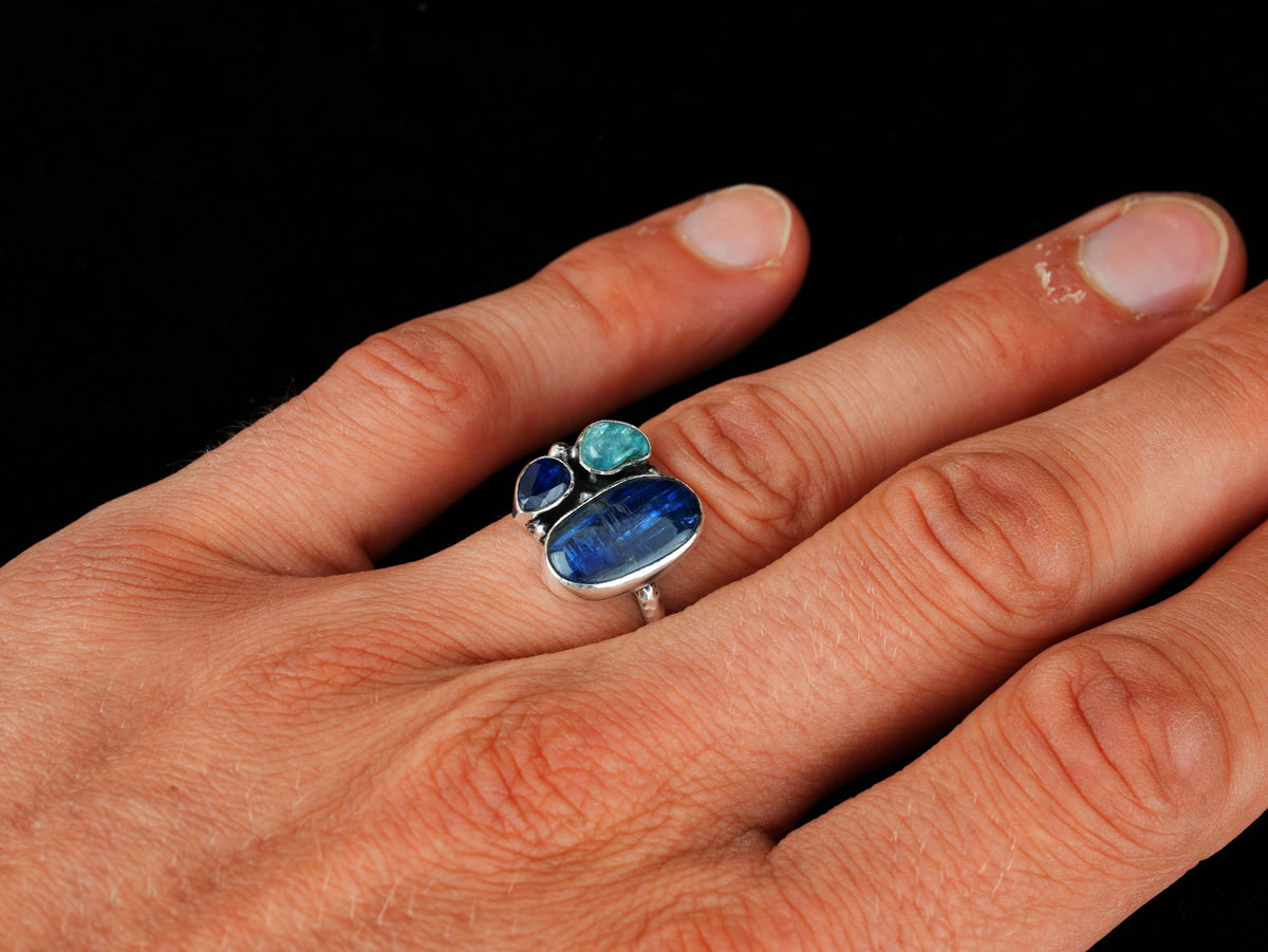 Kyanit Apatit Ring aus 925 Silber – Ansicht 8
