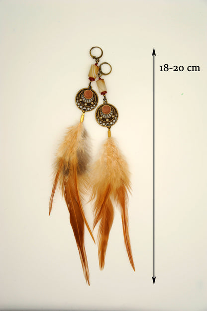 Lange Federohrringe Schwarz-Gelb aus Fasanenfedern – 17–20 cm – Bild 4