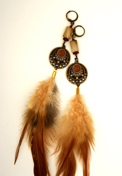 Lange Federohrringe Schwarz-Gelb aus Fasanenfedern – 17–20 cm – Bild 5